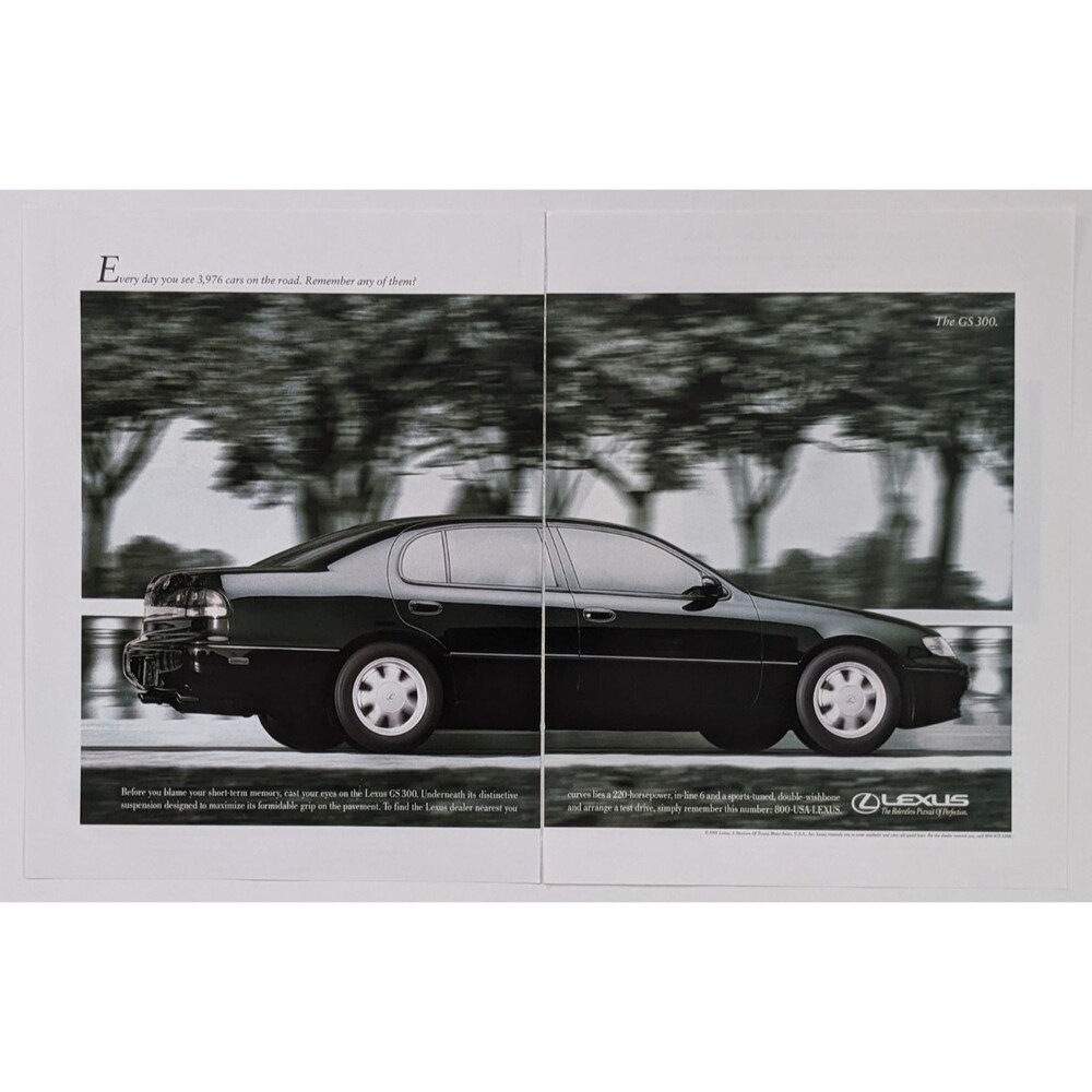 Vintage 1995 Print Ad Lexus GS 300 Sport Luxury Sedan Automobile‎ 2 Page Spread